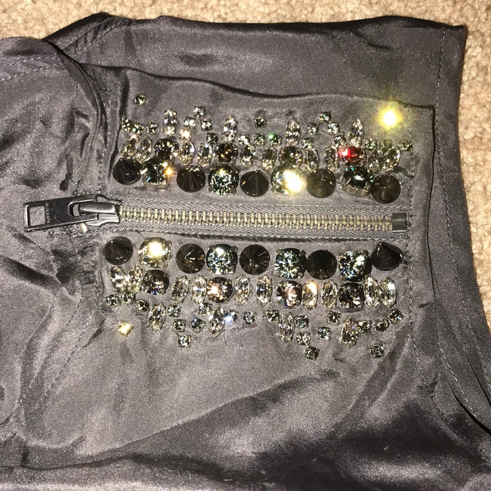 All Saints  silk jeweled top sz: 8